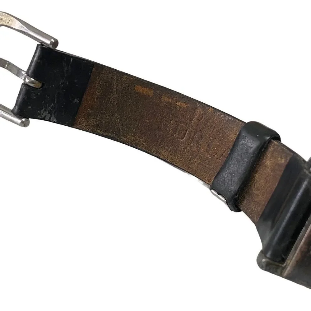 FURLA 925 Sterling Silver Black Leather Watch